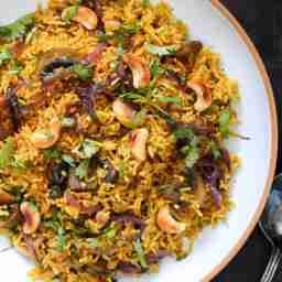 Mangalorean mushroom biryani + gulab jamun