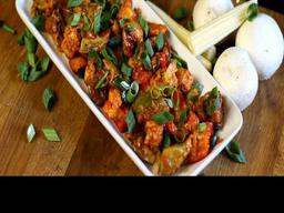 Crispy fried vegetables with burnt garlic dry
