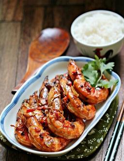 Lemon grass and garlic prawns dry