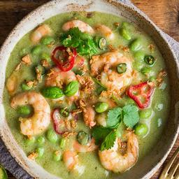 Prawn in thai green curry gravy