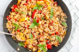 Pork chilli basil thai rice