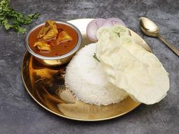 Aloo murgi jhol with rice