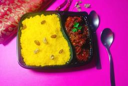 Basanti pulao with mutton kosha