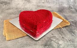 Anniversary red velvet heart cake eggless
