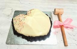 White chocolate heart pinata cale eggless