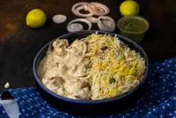 Malai chaap rice bowl + pickle + salad