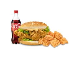Zinger chicken burger and popcorn combo