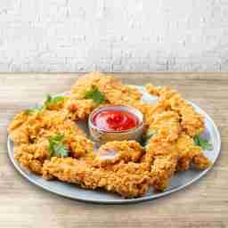 Korean hot & spicy chicken strips with fries
