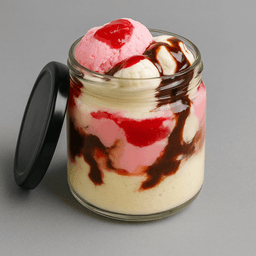 Double ice cream with two flavours