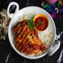 Schezwan chicken with rice