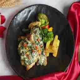Fish florentine with grilled vegetables
