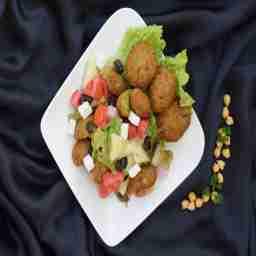 Greek salad with falafel