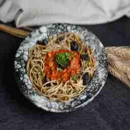 Whole wheat spaghetti bolognese