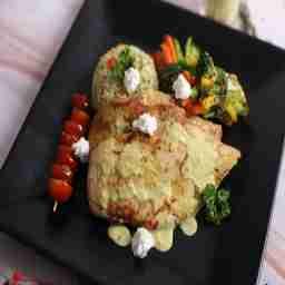 Grilled chicken dijinaise with cauliflower pilaf
