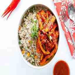 Dragon chicken + veg fried rice