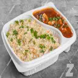 Peking chicken + veg fried rice