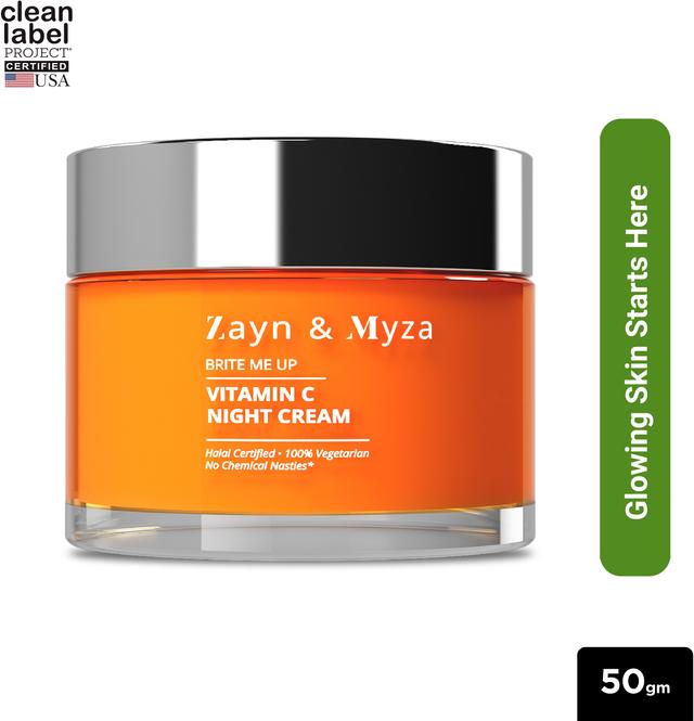 ZM Vitamin C Night Cream | Brightening Cream For Rejuvenated & Glowing skin | Fades Dark Spots | For all skin types | SLS & Paraben free - 50gm