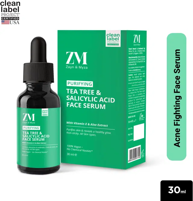 ZM Zayn & Myza Tea Tree Serum for Oily Skin - Reduces Pimples, Acne Spots, and Dark Spots - Vegan and Cruelty-Free - Serum for Blemish-Free and Glowing Skin-30 ml
