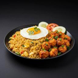 Egg Fried Rice With Gobi Manchurian
