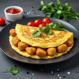 Double Omelette with Chicken Pieces
