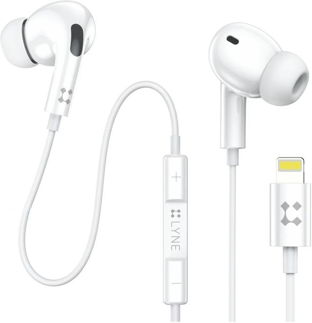 LYNE Photon 17 Wired Earphone with Lightning Connector & Dynamic Bass Unit Wired  (White, In The Ear)