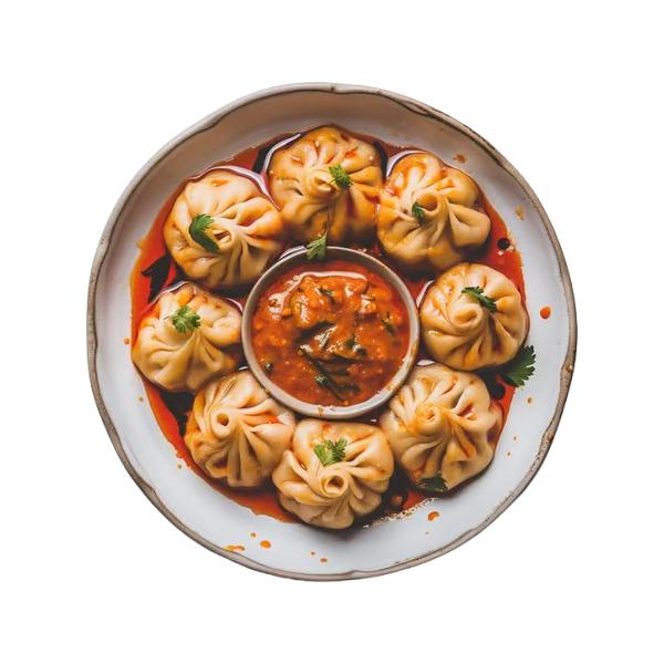 Cheesy Baked Veg Schezwan Momos