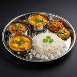 Rice Paneer Curry Thali
