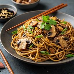 Burnt Garlic Mushroom Noodles