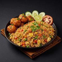 Veg Fried Rice with Gobi Manchurian