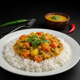White Rice with Veg Curry