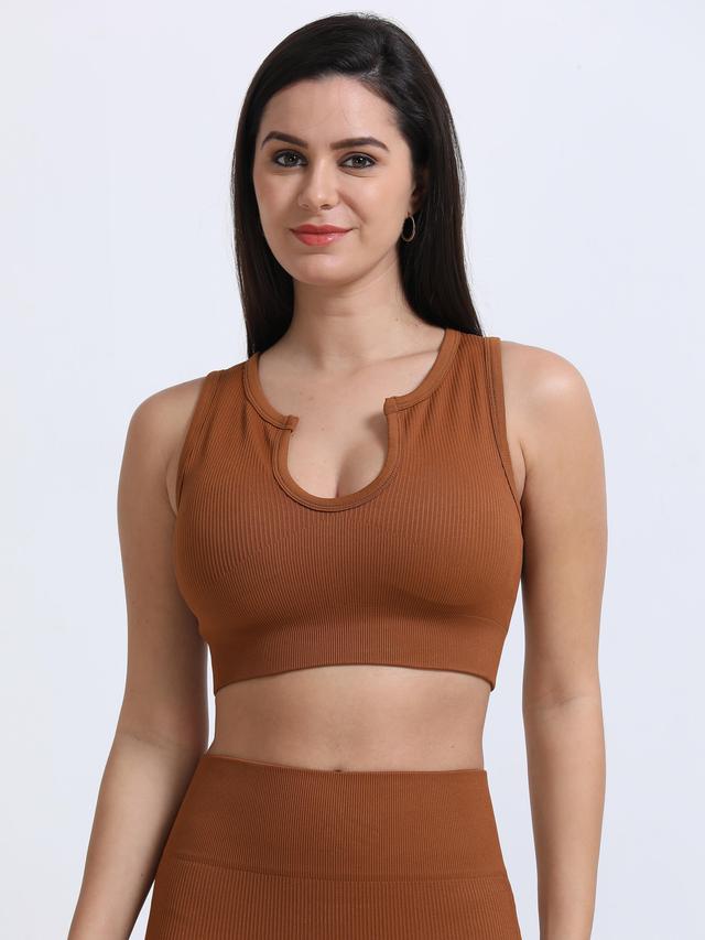Power Up Sports Bra - Brown-M