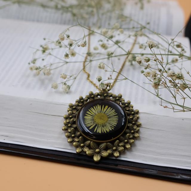 Sunflower locket-Brass