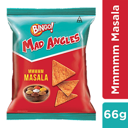 Bingo Mad Angles Mmmmm Masala - Corn-Based, Crunchy Chips, Perfect For Snacking, 66 g Pouch
