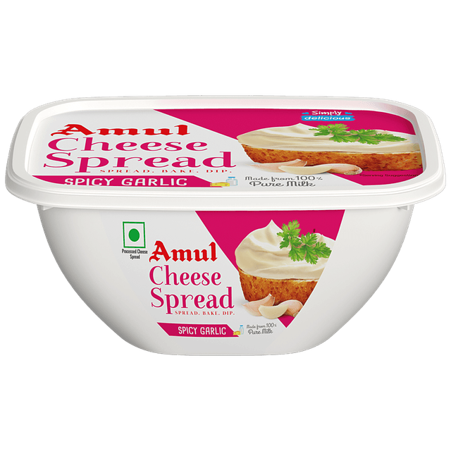 Amul Processed Cheese Spread - Spicy Garlic, Made from 100% Pure Milk, 200 g
