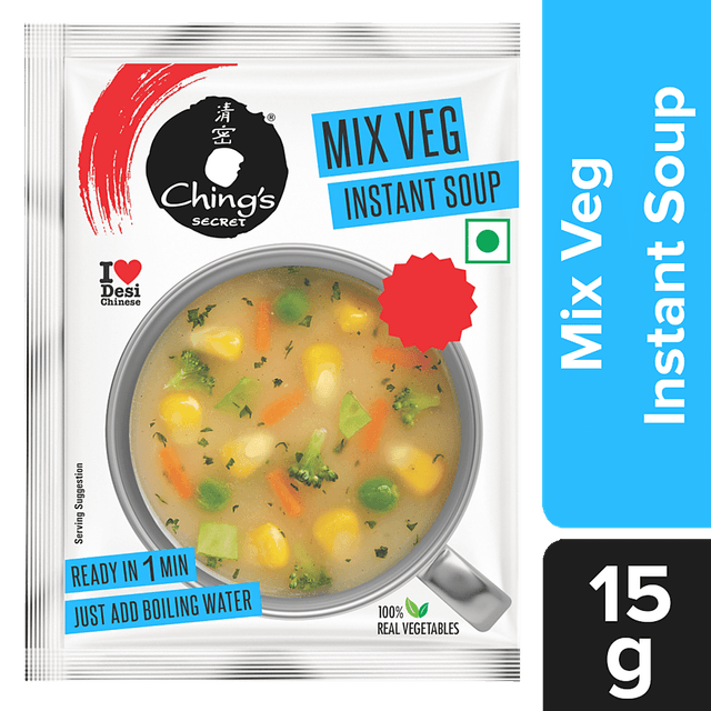Ching's Secret Mix Veg Instant Soup, 15 G Pouch