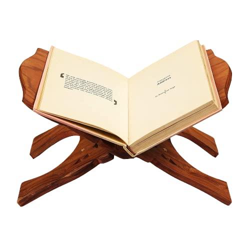 Santarms 10 inch Wooden Book Stand for Reading holy Books Holder Bible Quran ramayan Geeta Bookstand rehal rihal Pooja