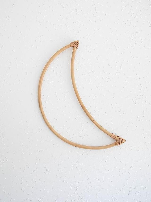 Dastkar Crafts Bamboo Moon Boho Wall Hanging - Perfect for Bohemian Wall Decor, Moon Wall Decor, Crescent Moon Decor, Baby Nursery Wall Decor, Moon Hanging Decor, and Rattan Wall Decor (14.5in x 5in)